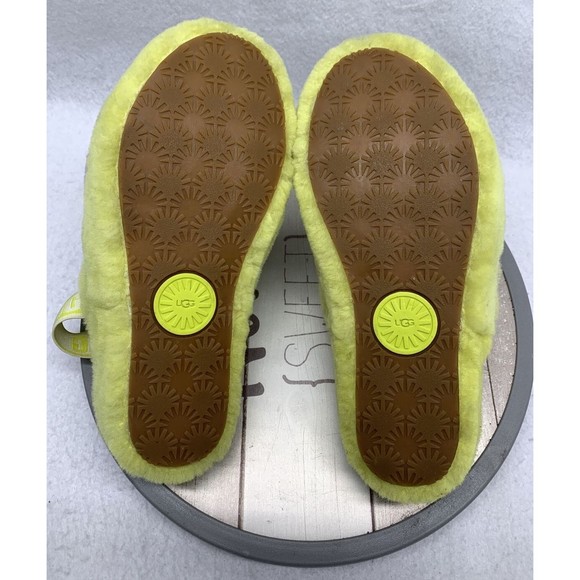 UGG Fluff Yeah Slides Sheepskin Slippers Sulfur Multi Yellow Women's US 6 - Picture 5 of 13